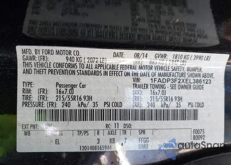 2014 Ford Focus Se from USA, damaged, VIN 1FADP3F2XEL386123